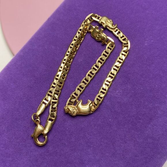 💛 Classic Gold Plates Elephant Bracelet / Anklet - Picture 3 of 5